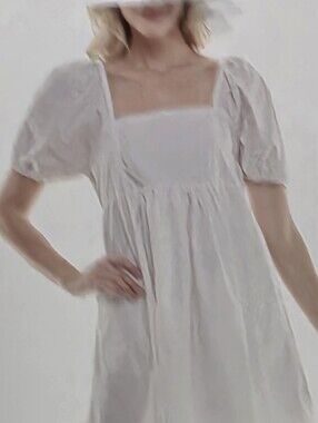 NWT Draper James White Square Neck Puff Sleeve Cottagecore Midi Dress